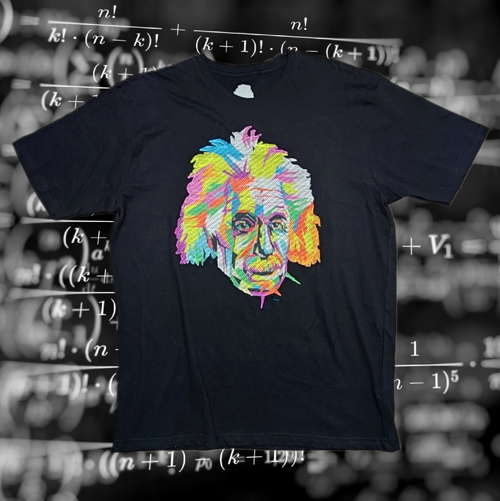 Albert Einstein Embroidered T-Shirt Men's Size Large